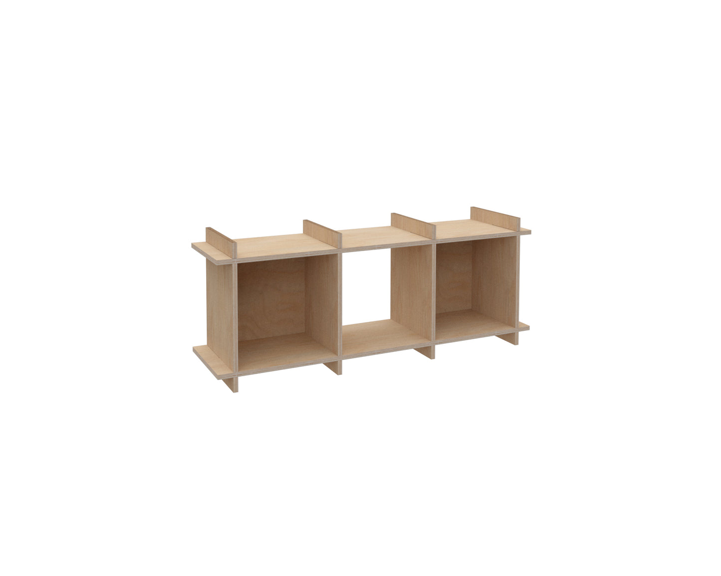 3x1 Modern Modular Plywood Bookshelf Kallax modules japandi design for vinyl records, books, music studio, home - 115x46x33cm / 45x18x13”